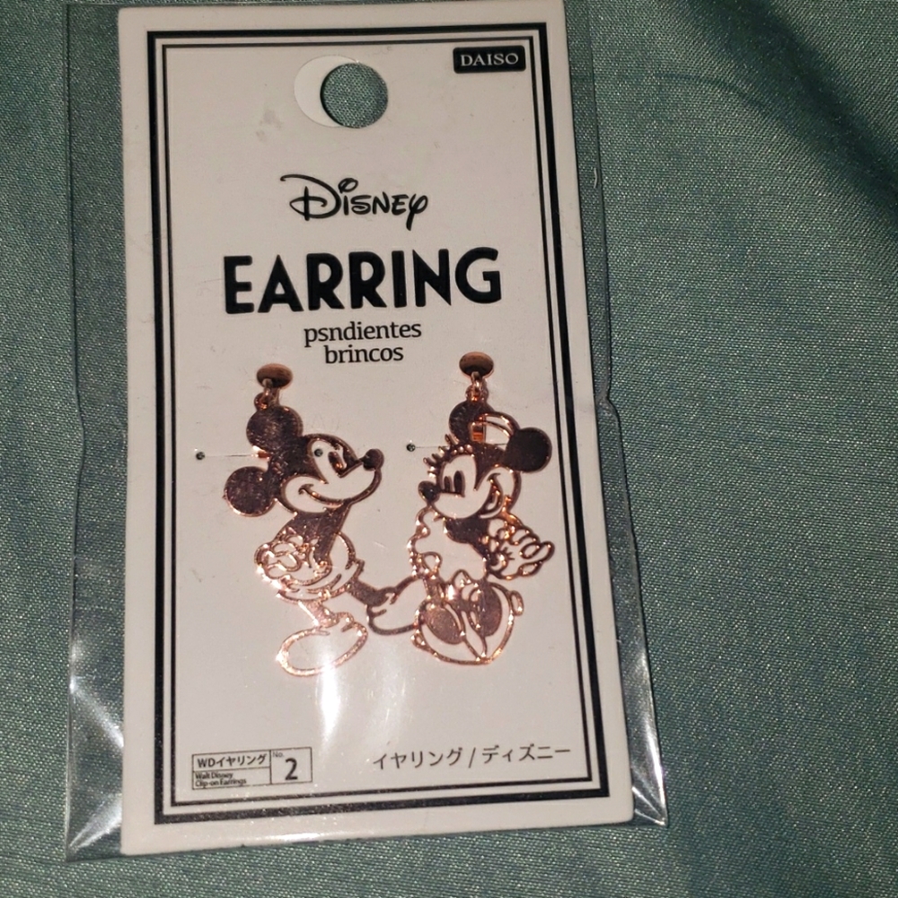 Disney Micky Minnie gold rose earrings NEW